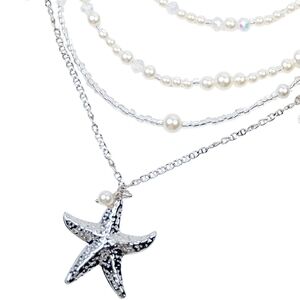 Sassy Jones Silver, Gold, and Starfish and Pearl Necklaces (3 Chains)